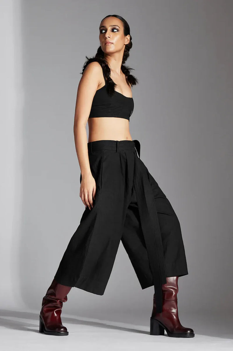 Fira Trousers-Black cotton by Chola in black color for women Worldwide