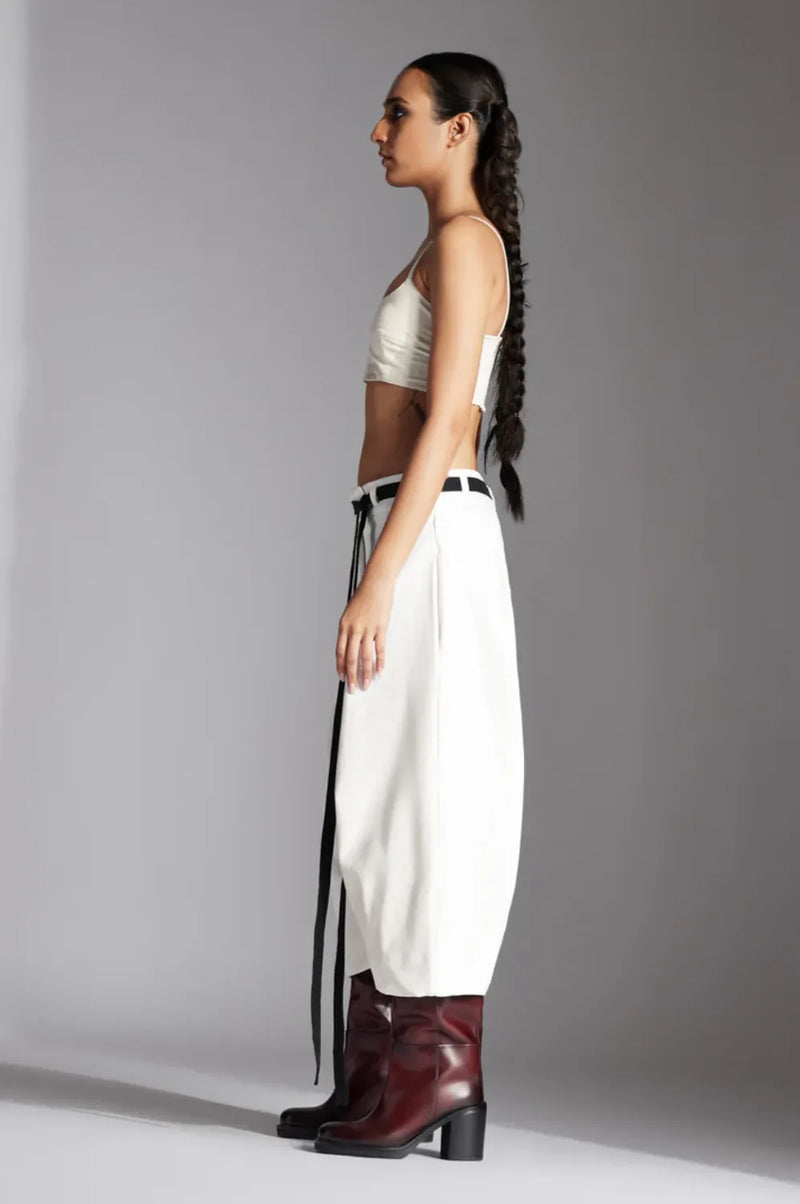 Sian Trousers-White cotton by Chola in white color for women Worldwide