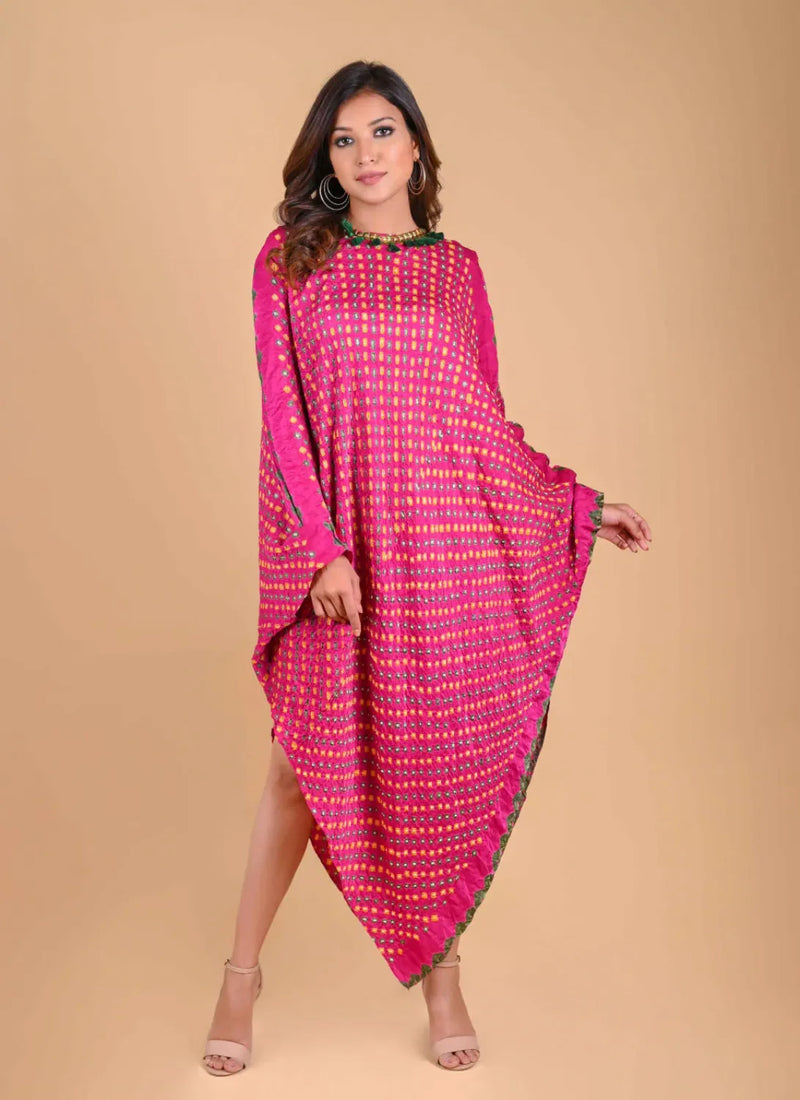 TRIANGLE DRESS-FUSCHIA PINK silk by Dyelogue for women Worldwide