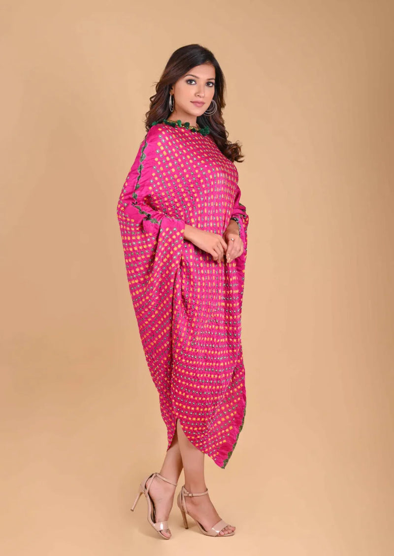 TRIANGLE DRESS-FUSCHIA PINK silk by Dyelogue for women Worldwide