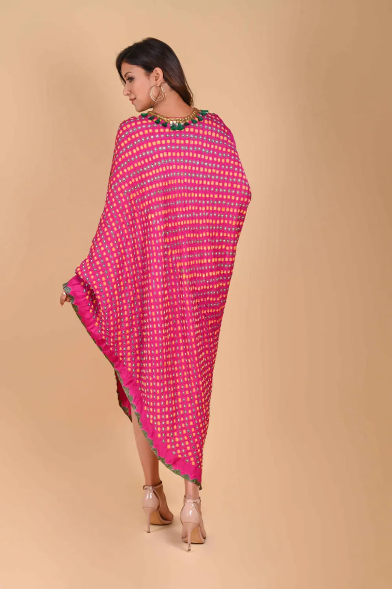 TRIANGLE DRESS-FUSCHIA PINK silk by Dyelogue for women Worldwide