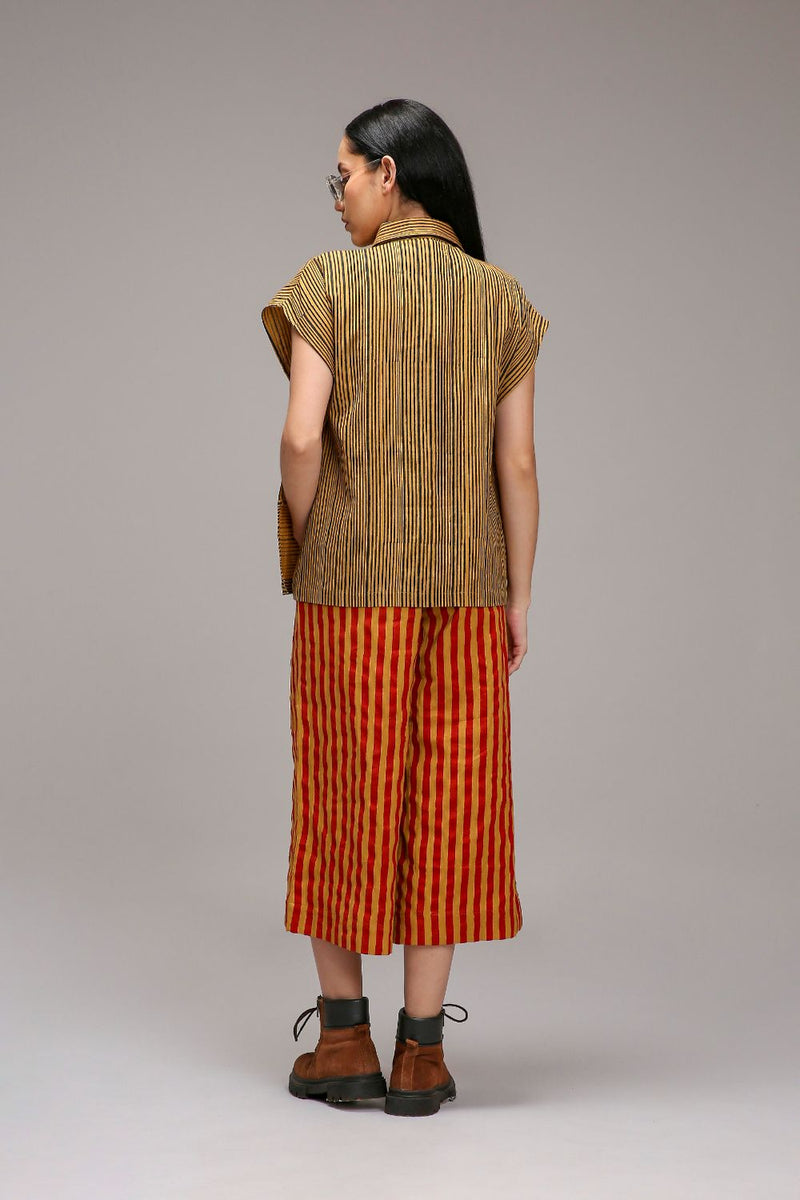 Tan-Brown Joker Shirt Capre Set cotton by Mati in brown color for women Worldwide