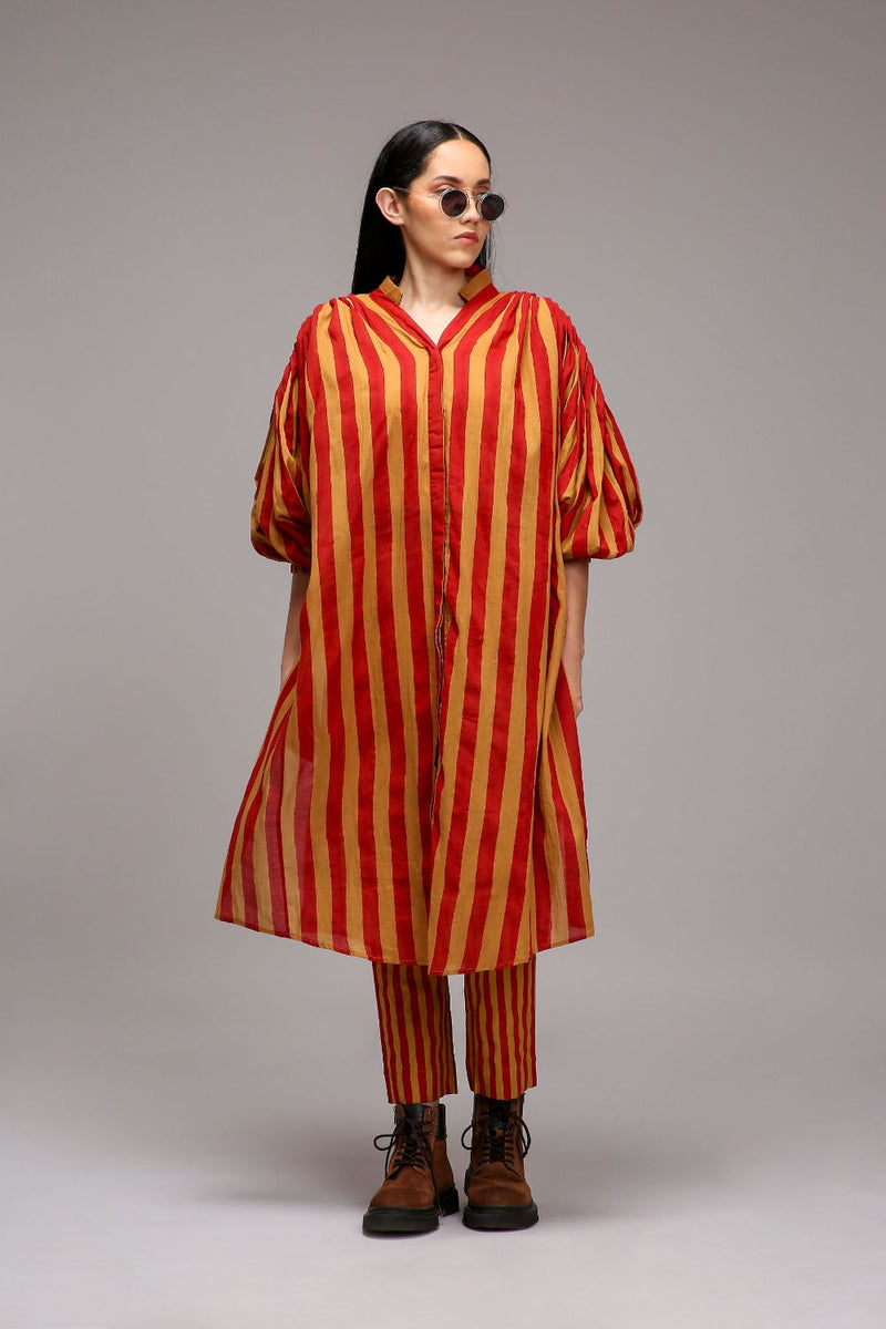 Tan-Brown Red Striped SE Pant cotton by Mati in brown color for women Worldwide