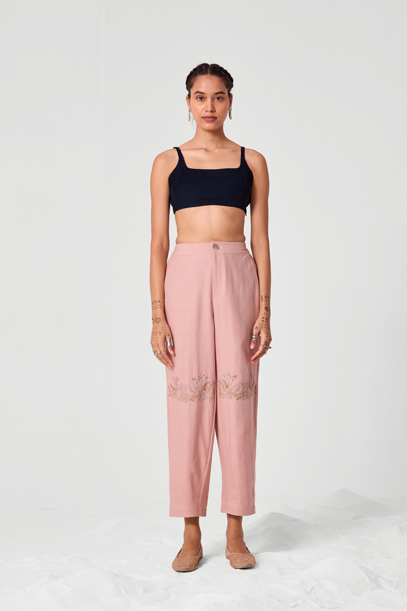 Tatejima Handwoven Embroidered Pink Pants