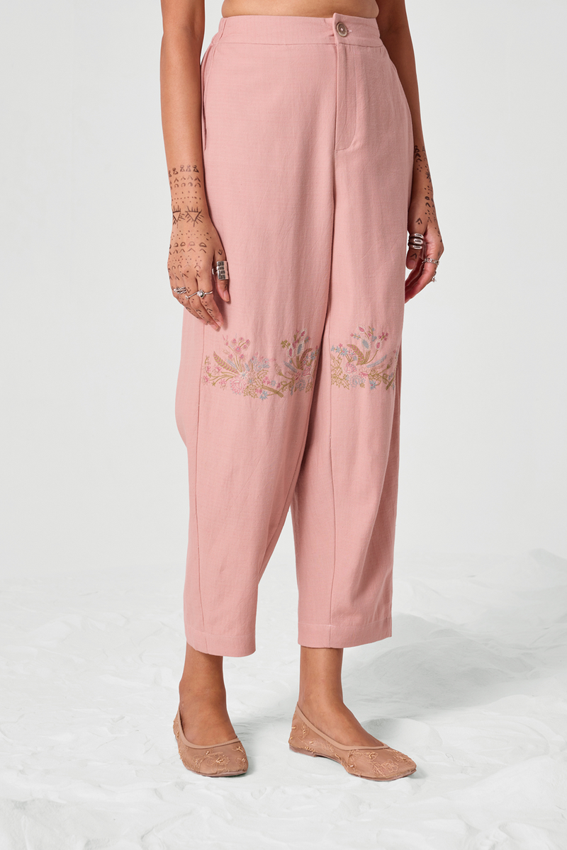 Tatejima Handwoven Embroidered Pink Pants