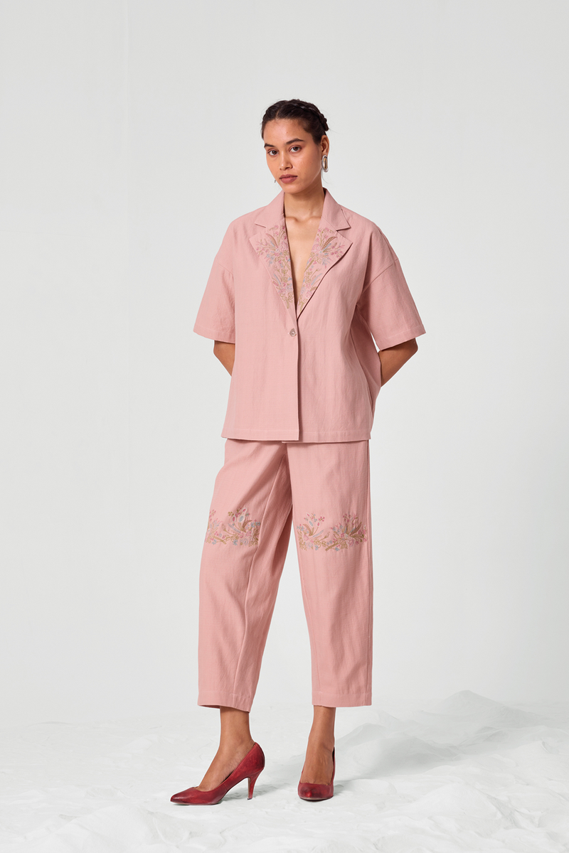 Tatejima Handwoven Embroidered Pink Pants