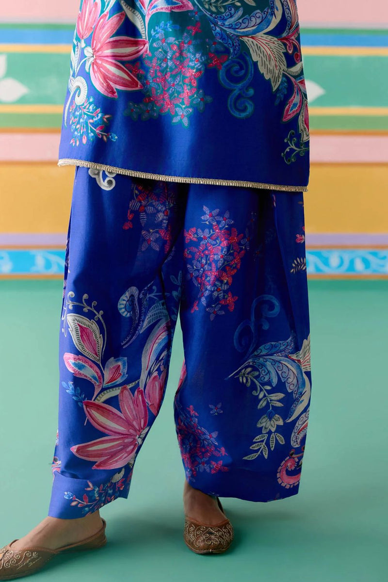 Teal Paisley Square Neck Kurta Set chanderi by Label Mogra in teal color for women Worldwide