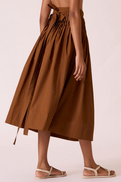 Tereza Brown Pleated Wrap Skirt