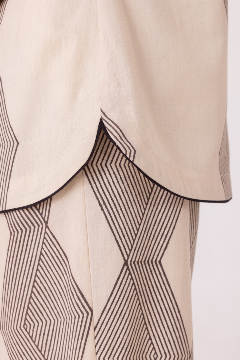 Tess Hand Printed Shirt cotton by The Summer House in grey color for women Worldwide