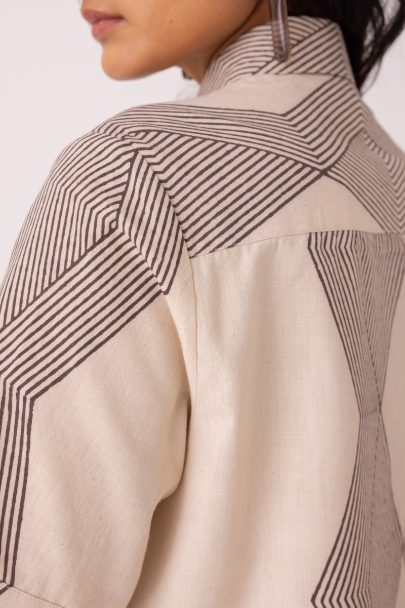 Tess Hand Printed Shirt cotton by The Summer House in grey color for women Worldwide