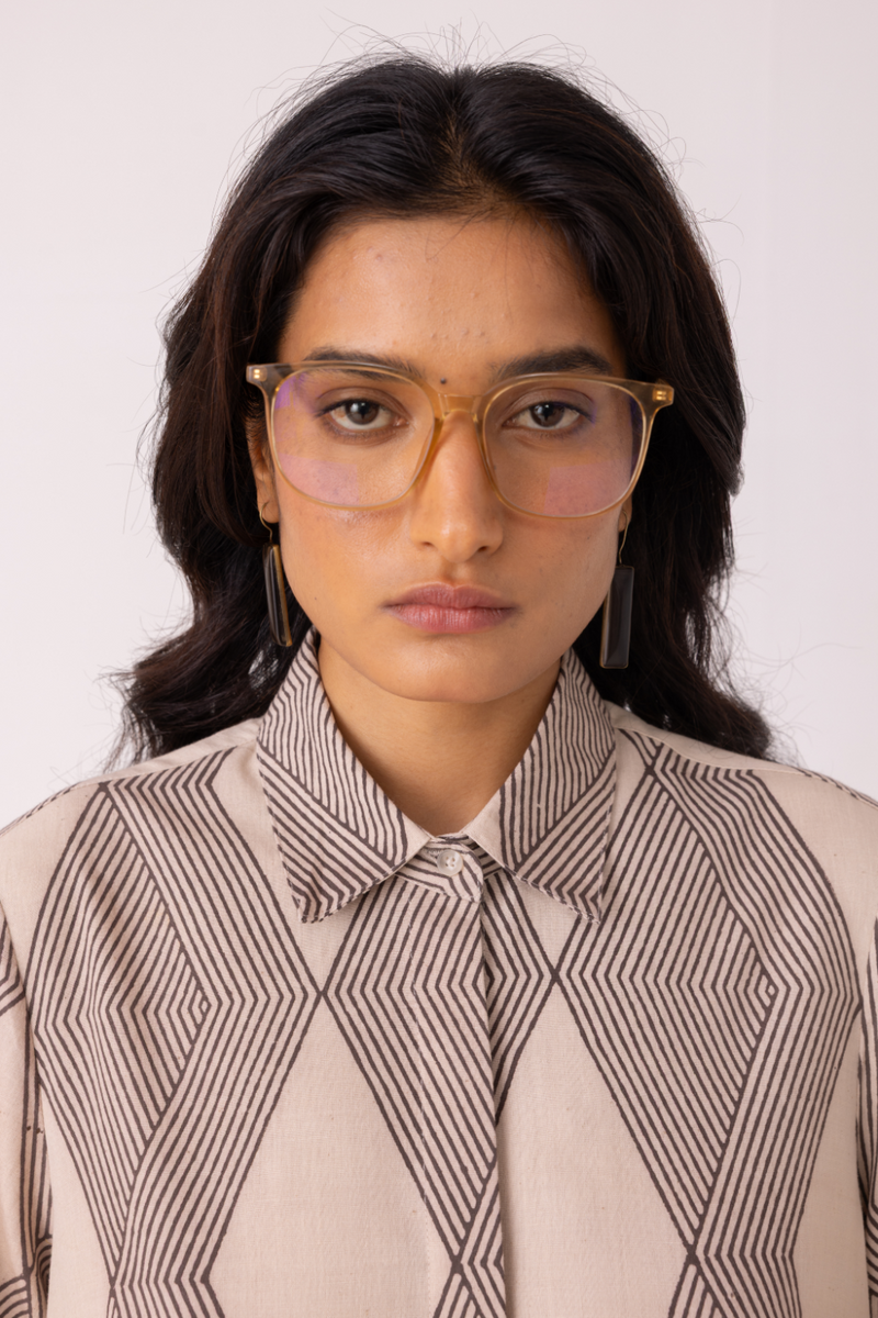 Tess Hand Printed Shirt cotton by The Summer House in grey color for women Worldwide