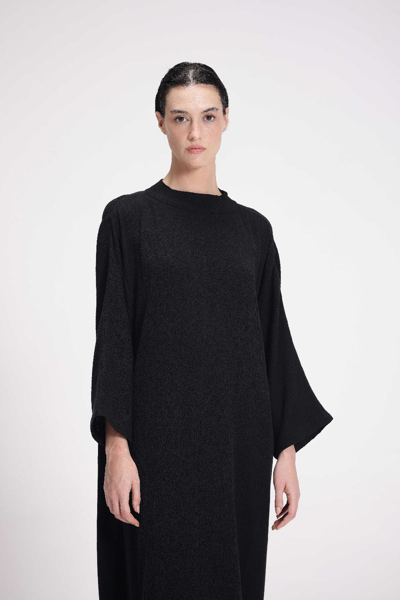 Textured Band Collar Co-ord Set cotton by Turn Black in black color for women Worldwide