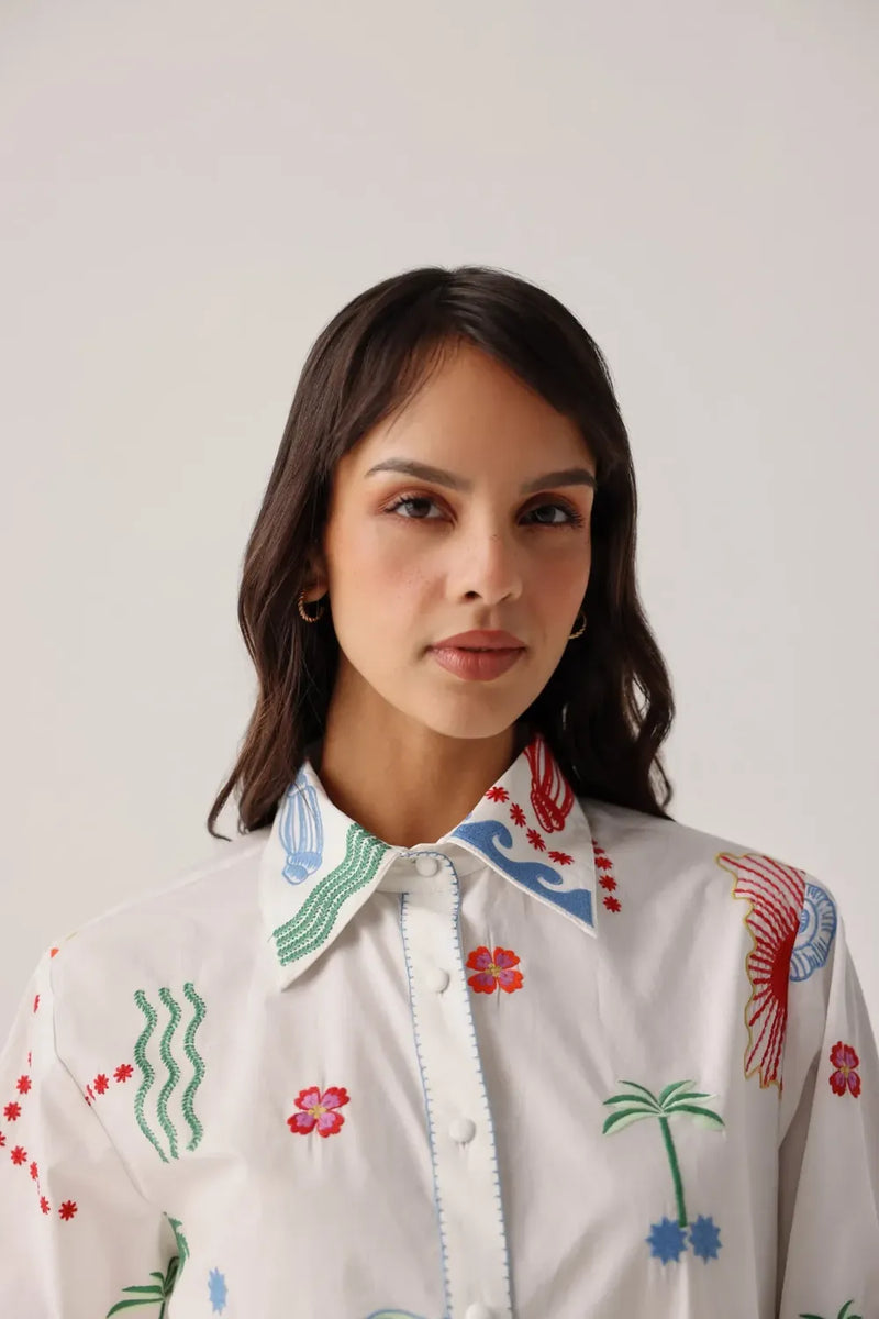 Thais Shirt - Ecru poplin by NOIB for women Worldwide