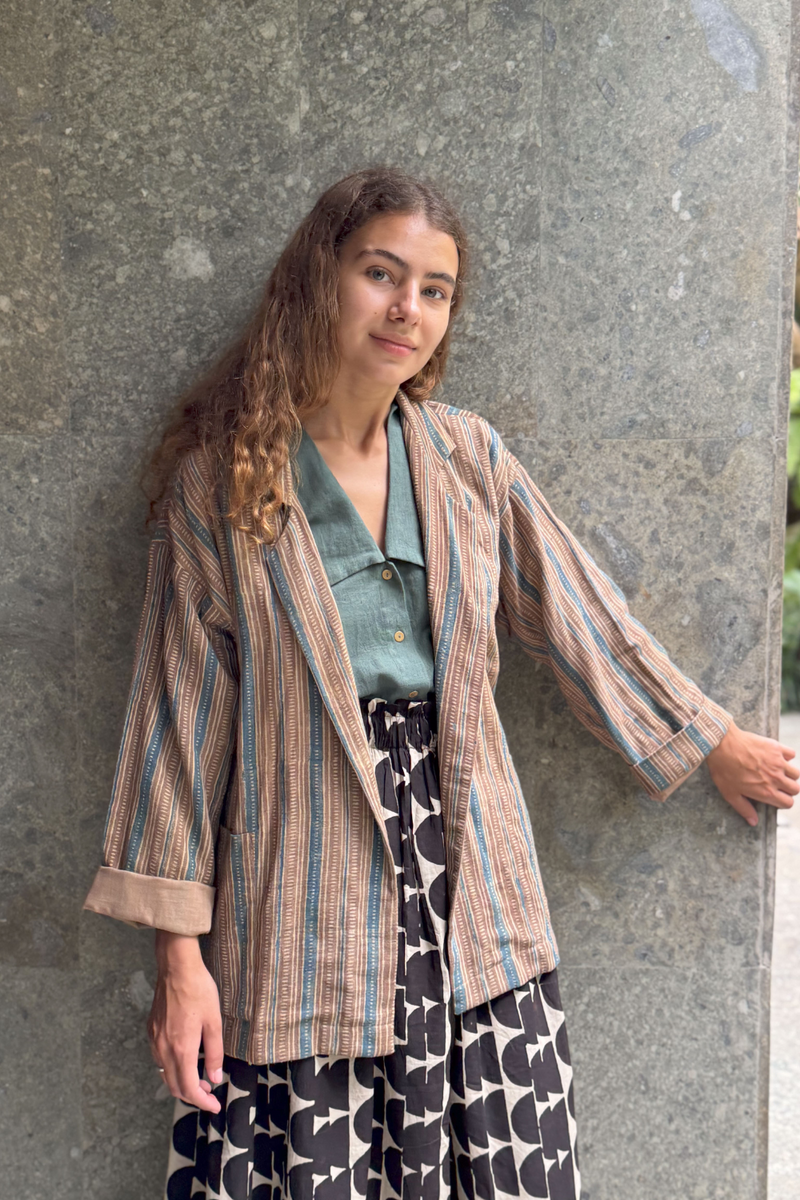 The Amri Jacket cotton by World of Crow in brown color for women Worldwide