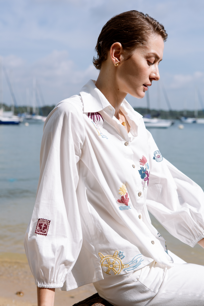 The Anchor Organic Cotton Shirt cotton by Sui in white color for women Worldwide