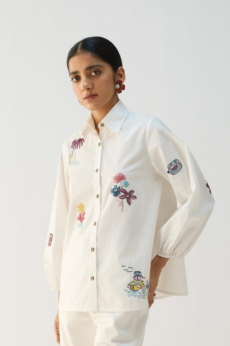 The Anchor Organic Cotton Shirt cotton by Sui in white color for women Worldwide