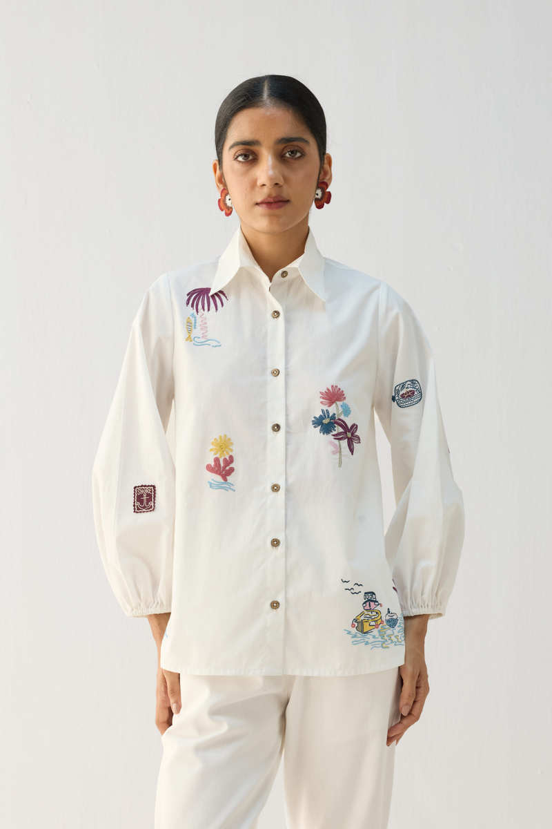 The Anchor Organic Cotton Shirt cotton by Sui in white color for women Worldwide