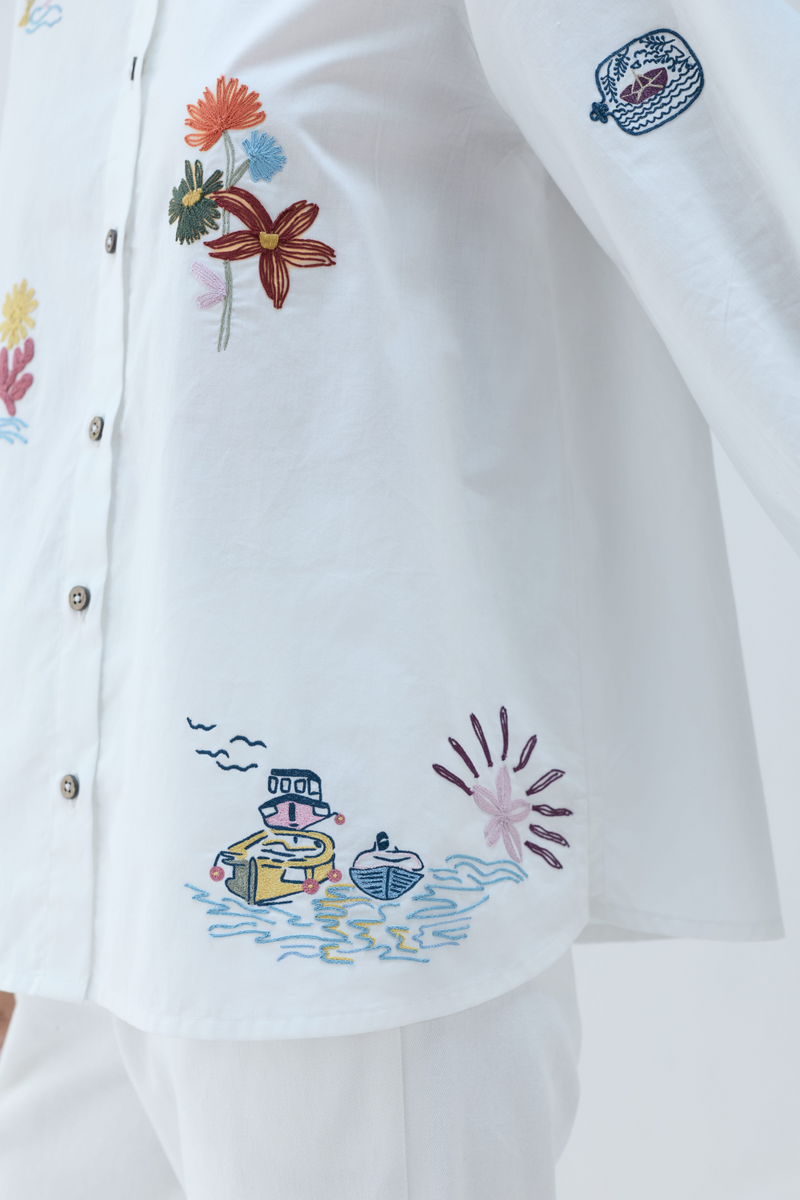 The Anchor Organic Cotton Shirt cotton by Sui in white color for women Worldwide