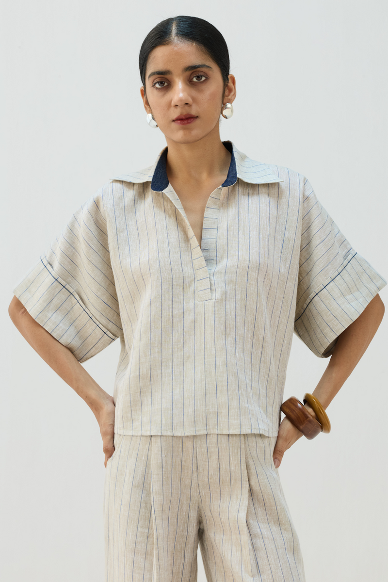 The Arrival Linen Shirt all linen by Sui in beige color for women Worldwide