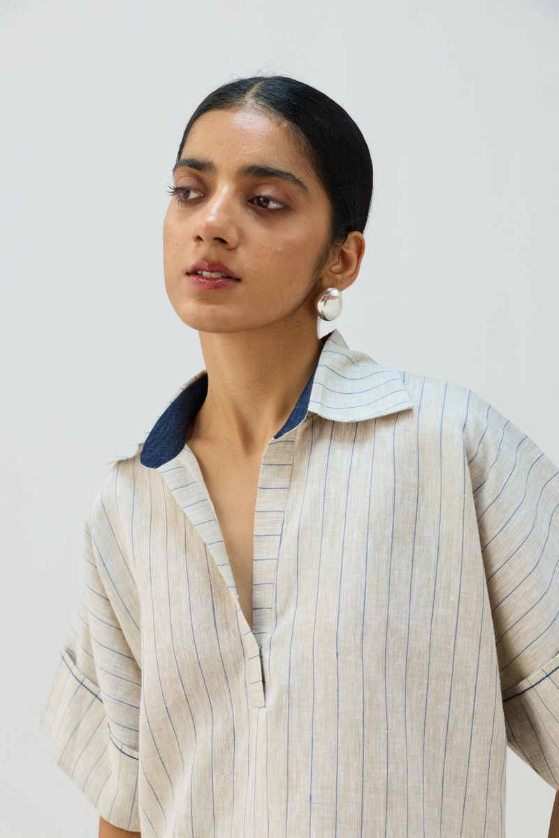 The Arrival Linen Shirt all linen by Sui in beige color for women Worldwide