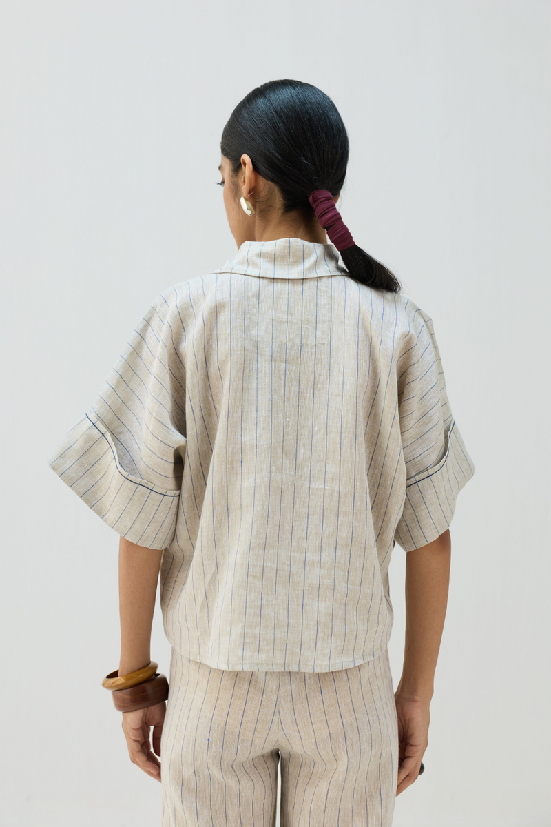 The Arrival Linen Shirt all linen by Sui in beige color for women Worldwide