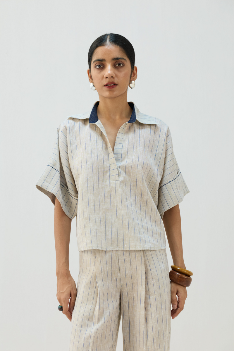 The Arrival Linen Shirt all linen by Sui in beige color for women Worldwide