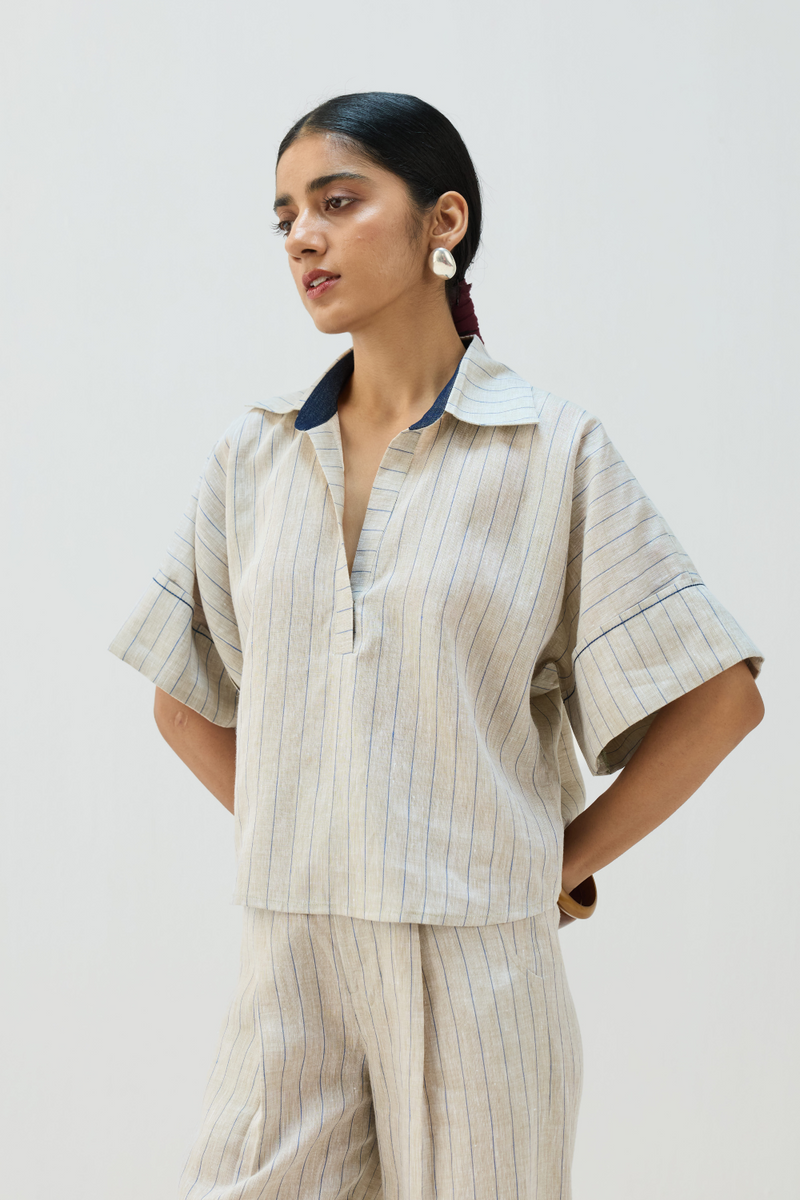 The Arrival Linen Shirt all linen by Sui in beige color for women Worldwide