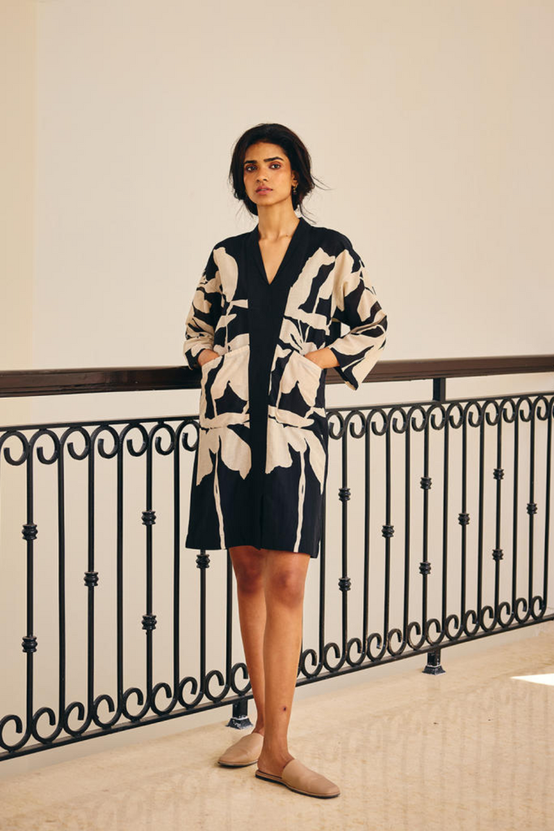 The Binary Dress cotton by Khara Kapas in black for women Worldwide