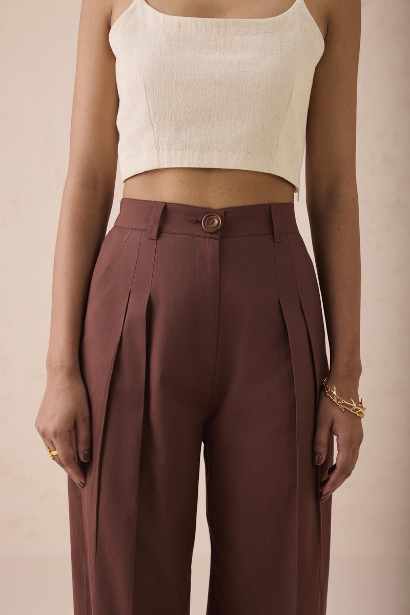 The Bright Beginnings Organic Cotton Trousers twill by SUI in brown color for women Worldwide