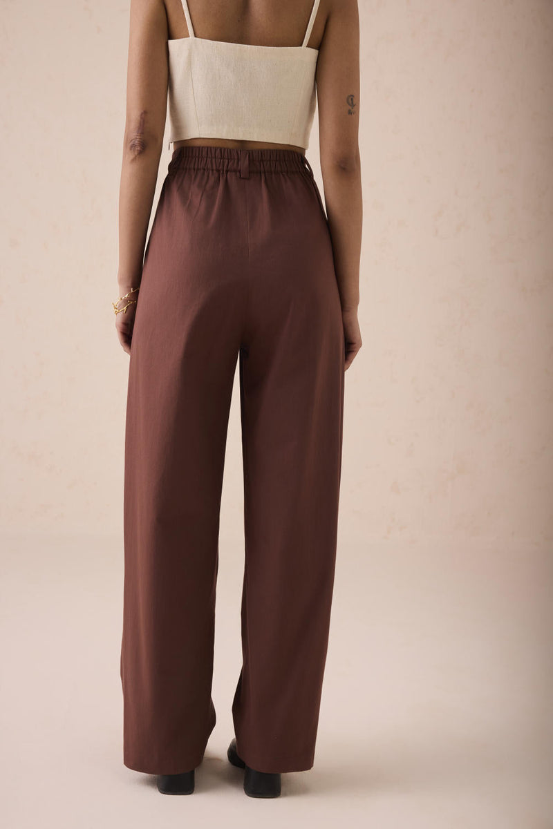 The Bright Beginnings Organic Cotton Trousers twill by SUI in brown color for women Worldwide