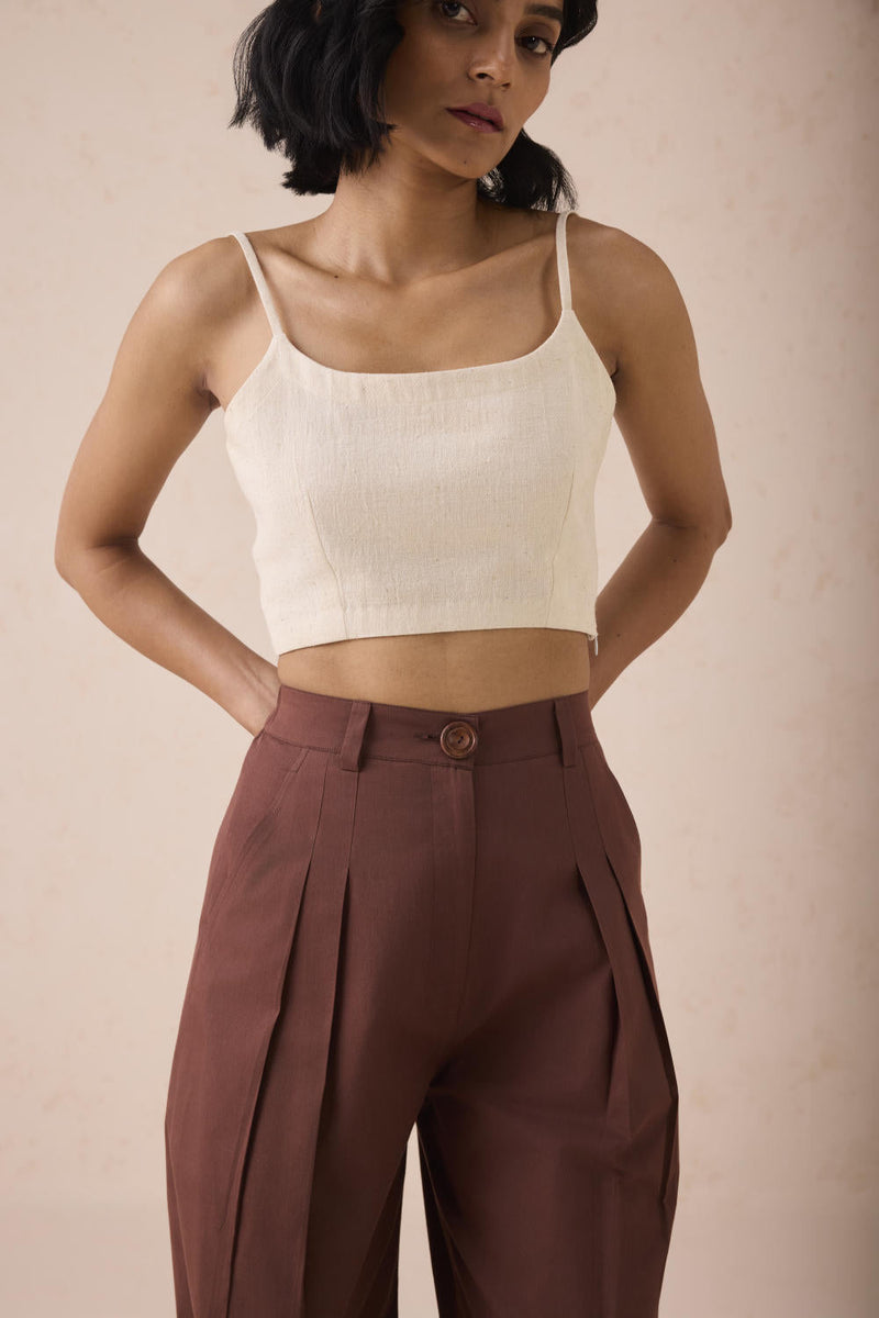 The Bright Beginnings Organic Cotton Trousers twill by SUI in brown color for women Worldwide