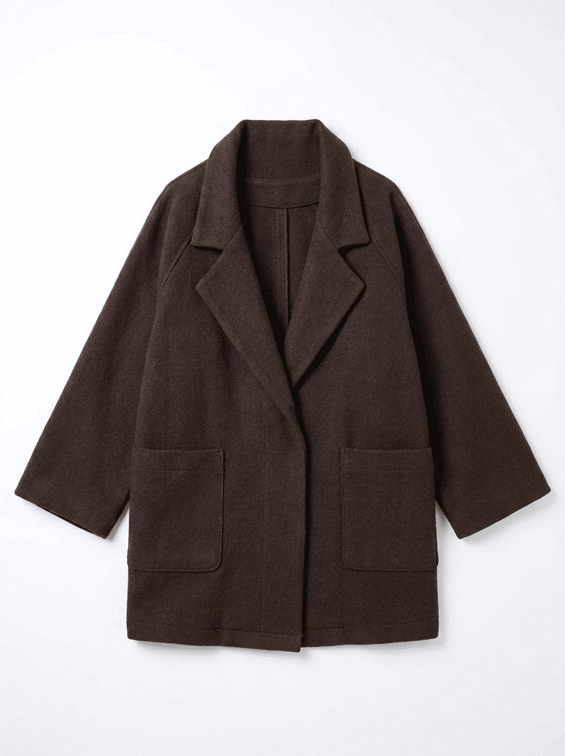 The Brown Vintage Artist Coat 100% handloom, hand-spun, and hand-woven natural himalayan sheep wool jacket/overlay by World of Crow in brown for women Worldwide