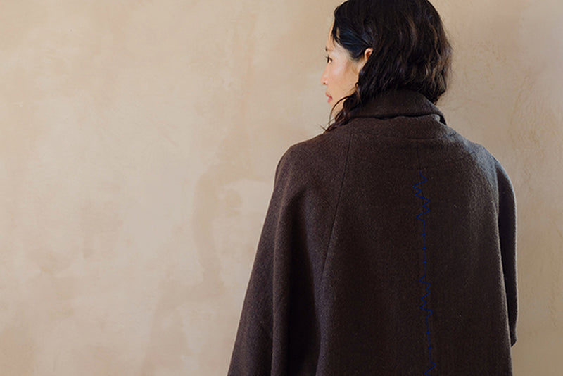 The Brown Vintage Artist Coat 100% handloom, hand-spun, and hand-woven natural himalayan sheep wool jacket/overlay by World of Crow in brown for women Worldwide