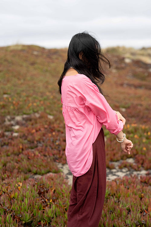 Everday top - pink cotton by World of Crow in pink color for women Worldwide