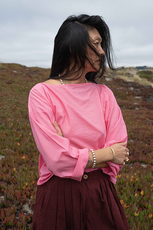 Everday top - pink cotton by World of Crow in pink color for women Worldwide
