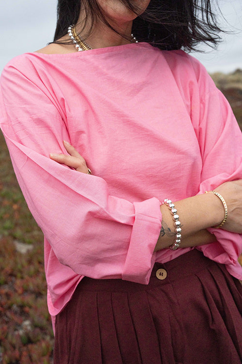 Everday top - pink cotton by World of Crow in pink color for women Worldwide
