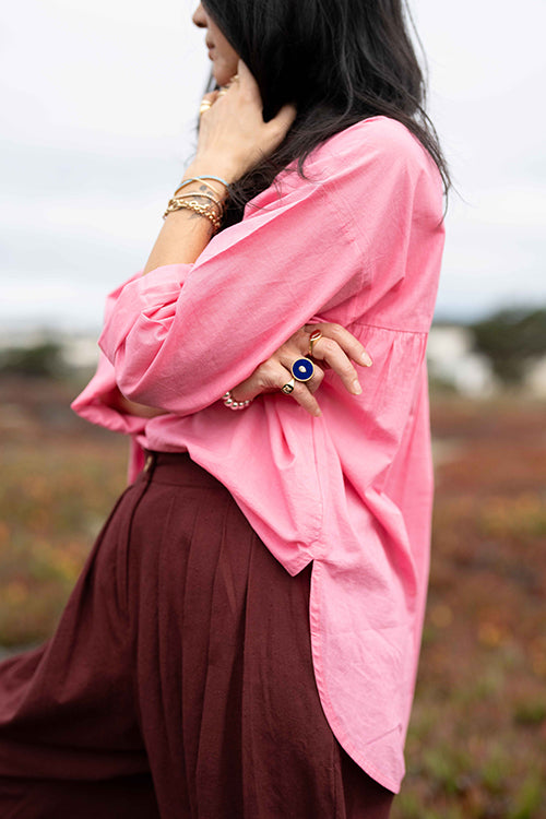 Everday top - pink cotton by World of Crow in pink color for women Worldwide