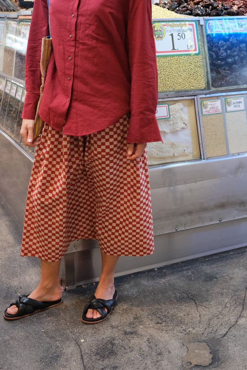 The red Button-Down Shirt cotton by World of Crow in red color for women Worldwide