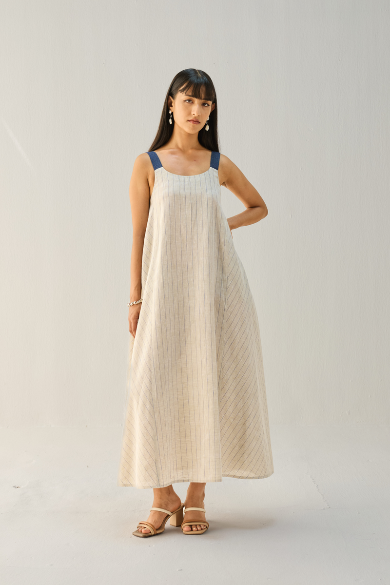 The Element Linen Maxi Dress all linen by Sui in beige color for women Worldwide