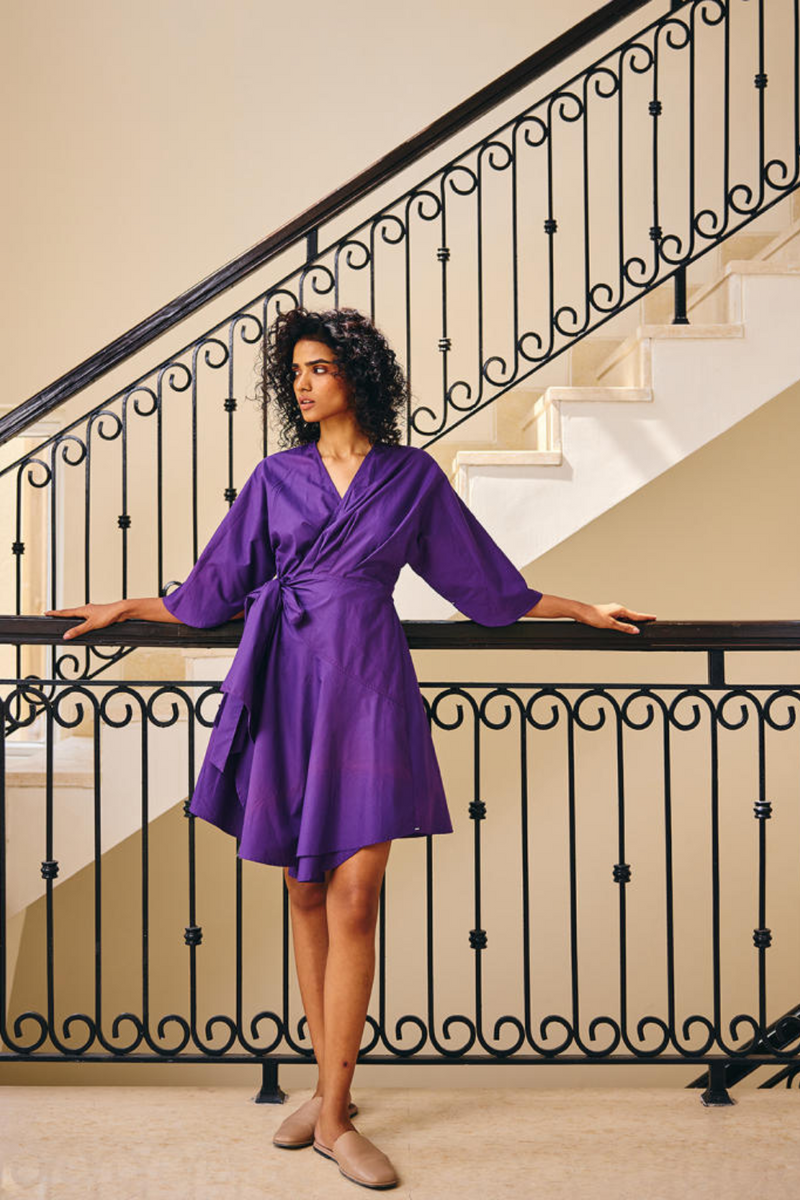 The Valiant Dress poplin by Khara Kapas in purple for women Worldwide