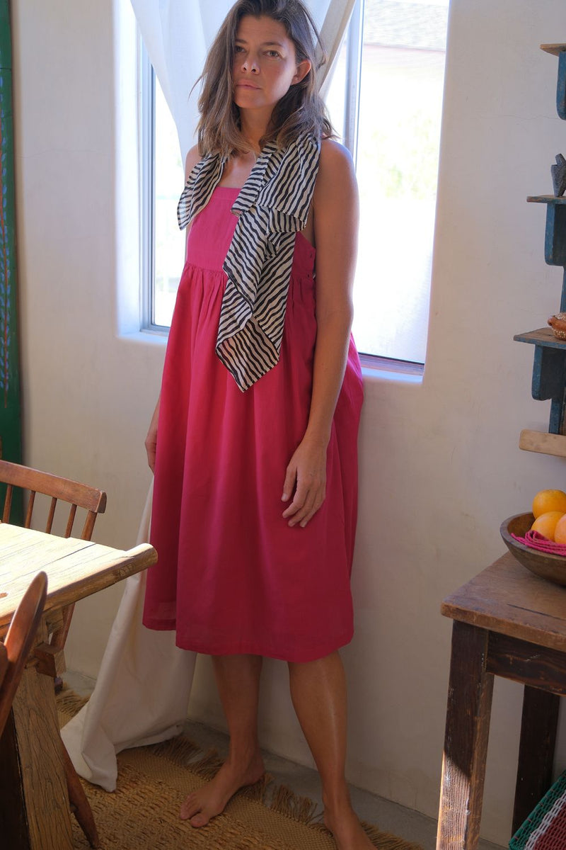 The Erica Dee Dee — Fuchsia fine muslin cotton dress by World of Crow in fuchsia for women Worldwide