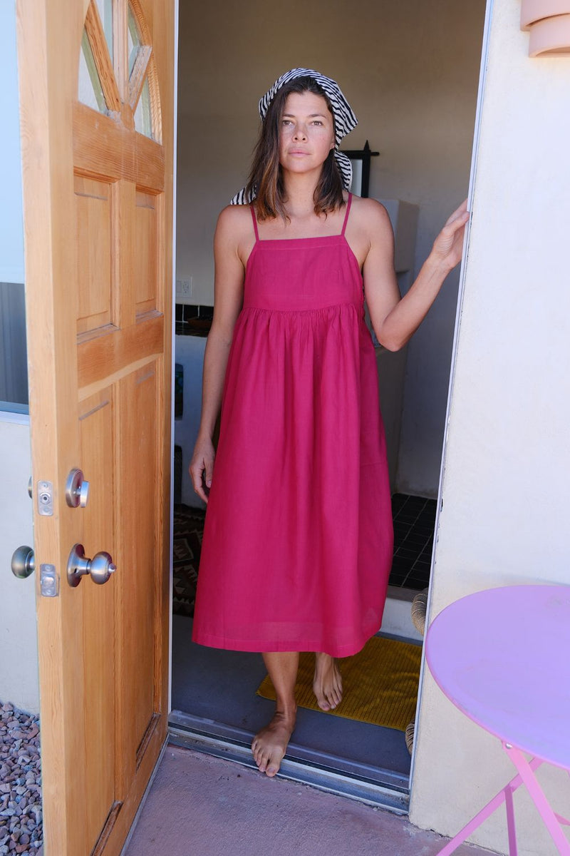The Erica Dee Dee — Fuchsia fine muslin cotton dress by World of Crow in fuchsia for women Worldwide