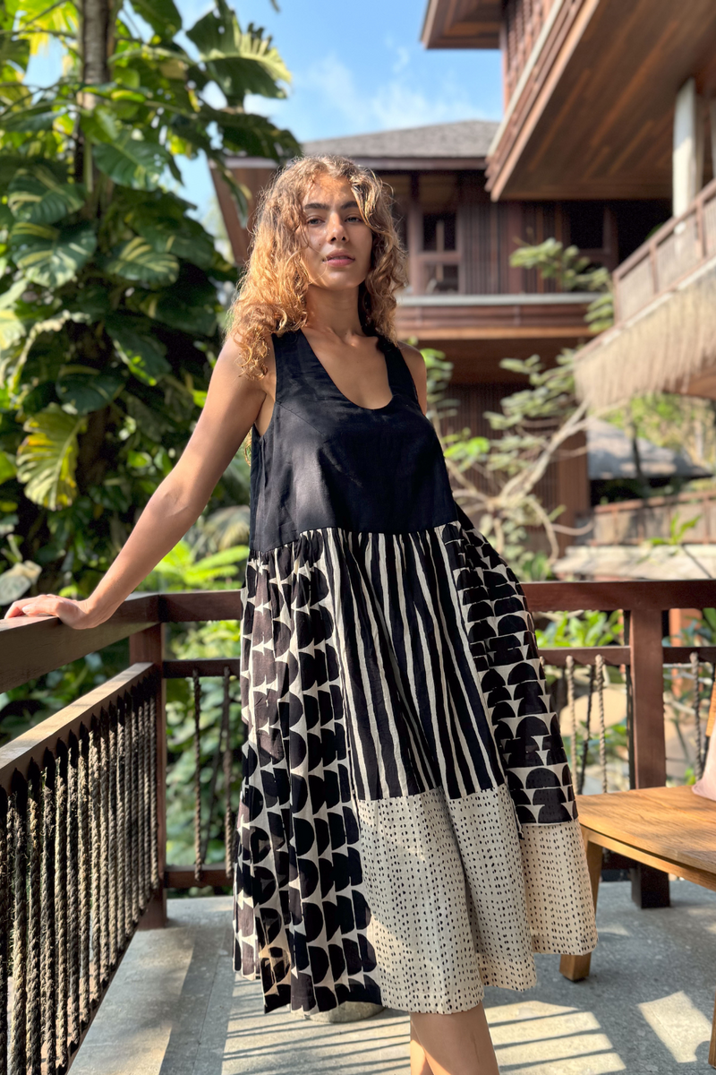 The Erica Dress cotton by World of Crow in black color for women Worldwide