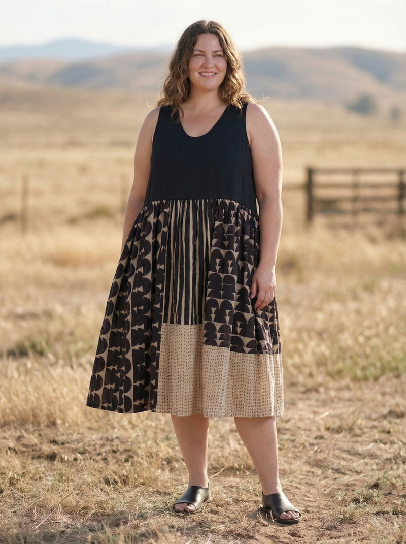 The Erica Dress cotton by World of Crow in black color for women Worldwide