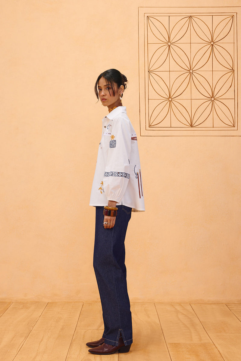 The Foundation Organic Cotton Shirt poplin top/shirt by SUI in white for women Worldwide