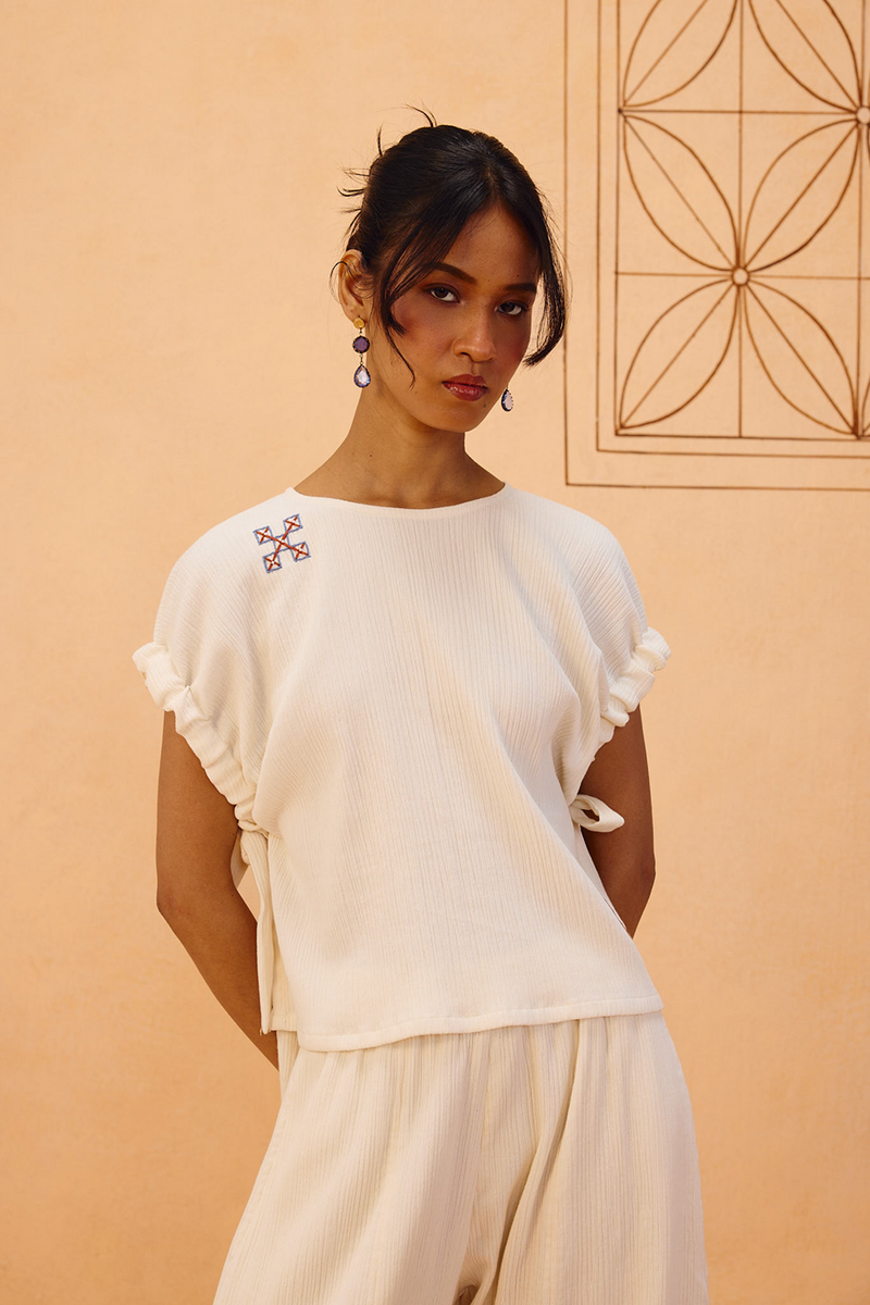 The Frame Organic Cotton Top double gauze top/shirt by SUI in off-white for women Worldwide
