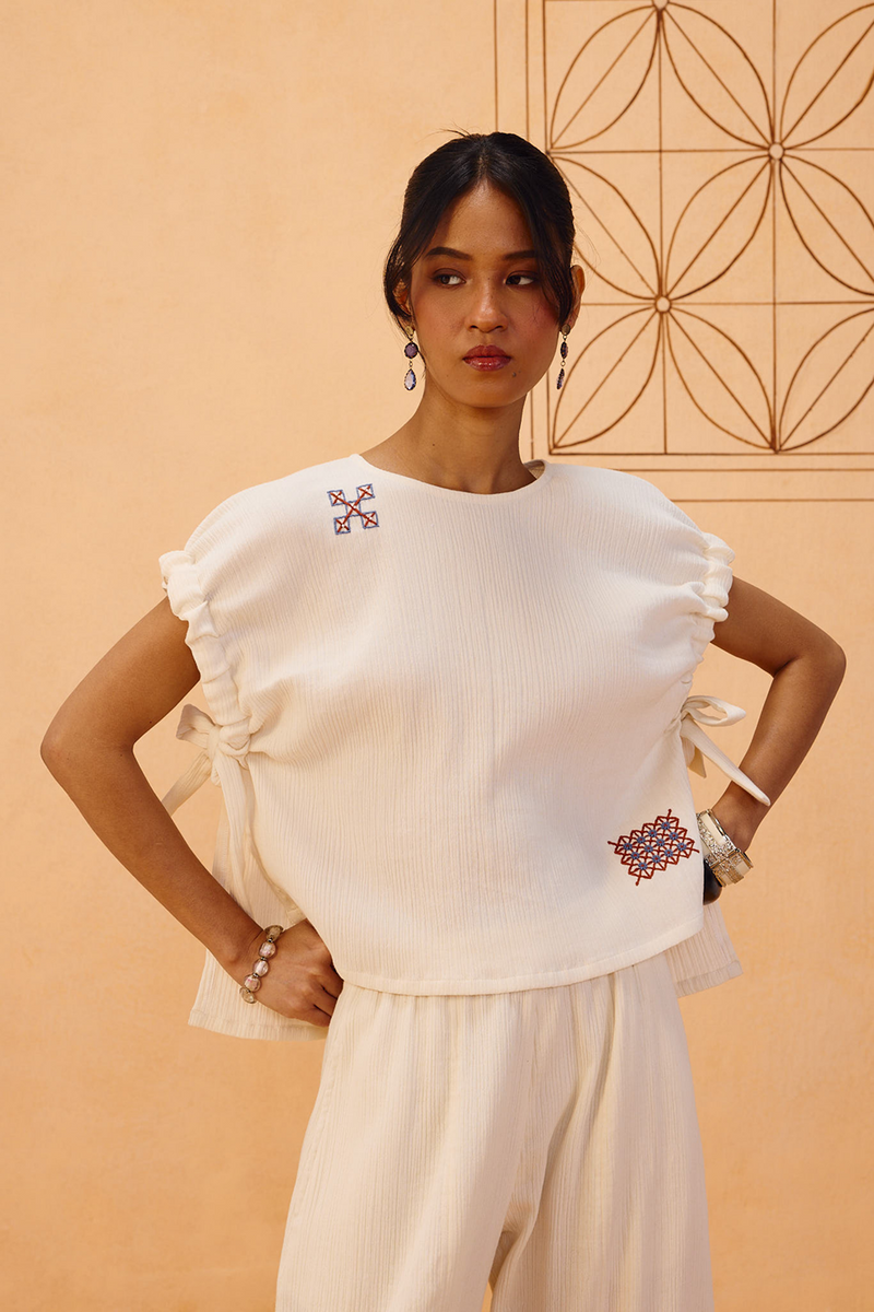 The Frame Organic Cotton Top double gauze top/shirt by SUI in off-white for women Worldwide