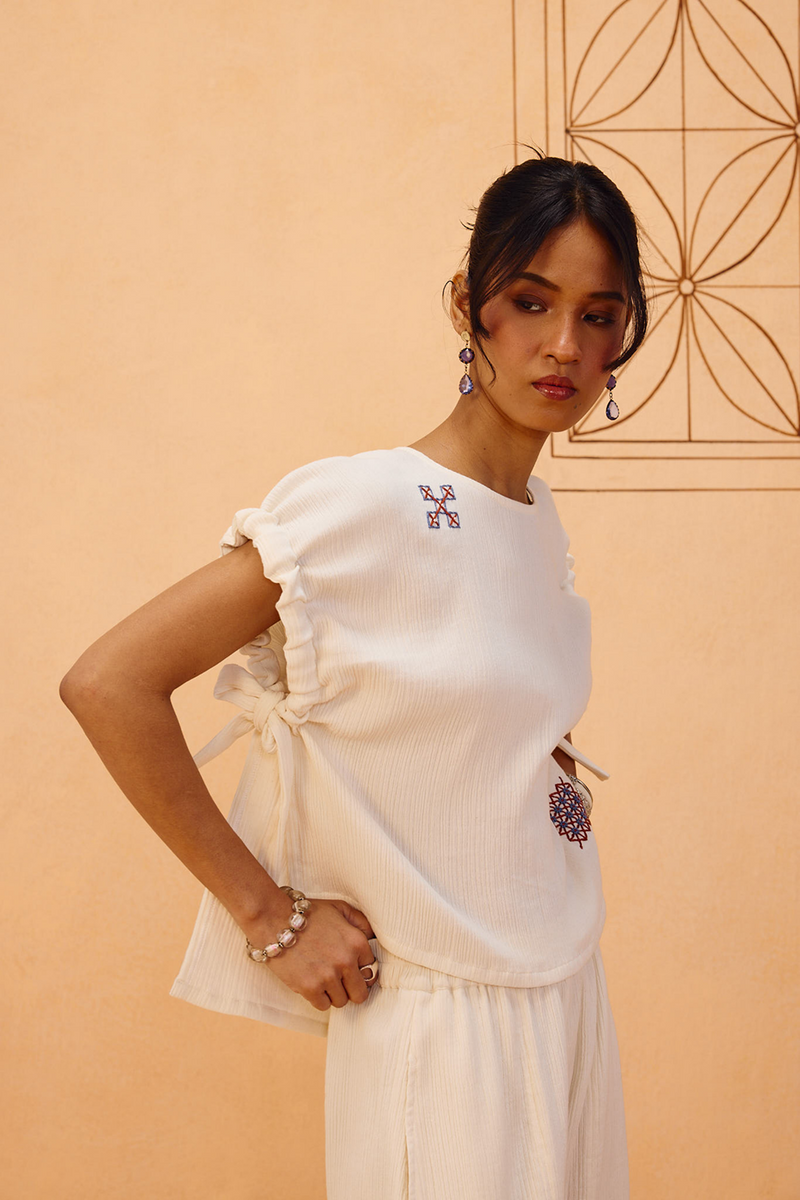 The Frame Organic Cotton Top double gauze top/shirt by SUI in off-white for women Worldwide