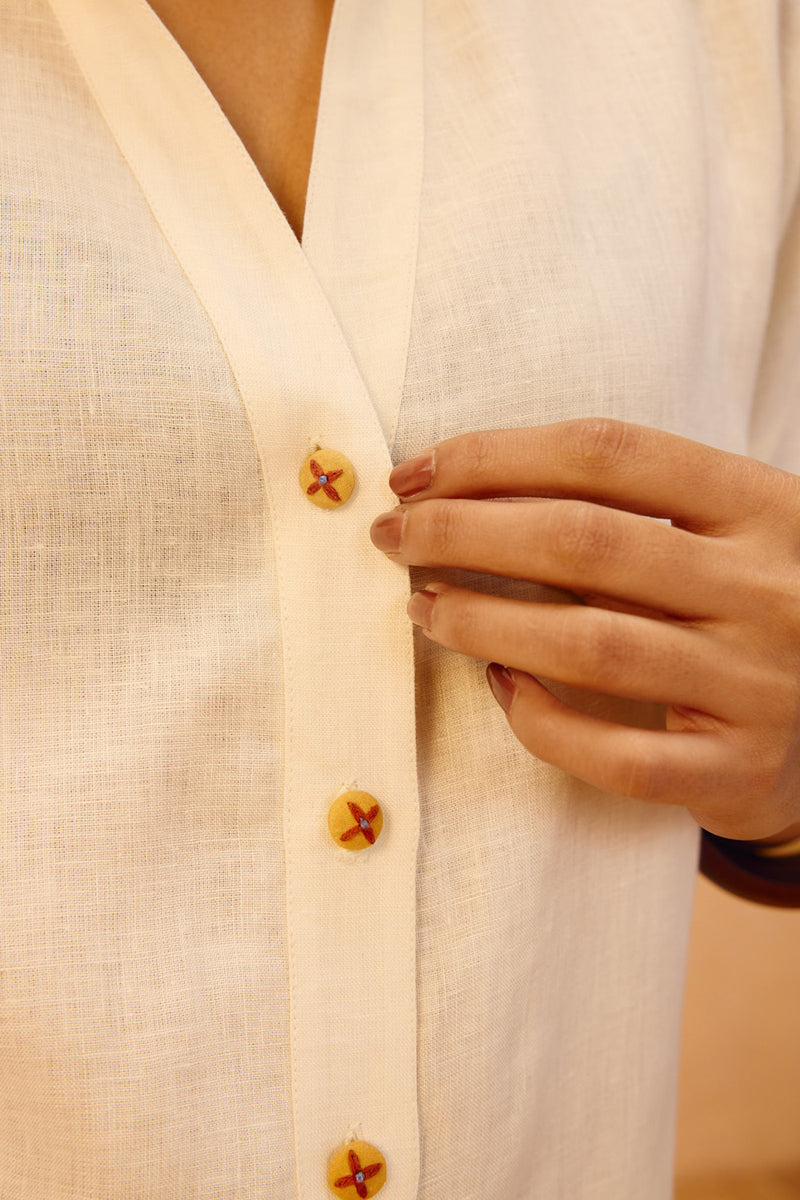 The Harmony Linen Shirt linen top/shirt by SUI in off-white for women Worldwide
