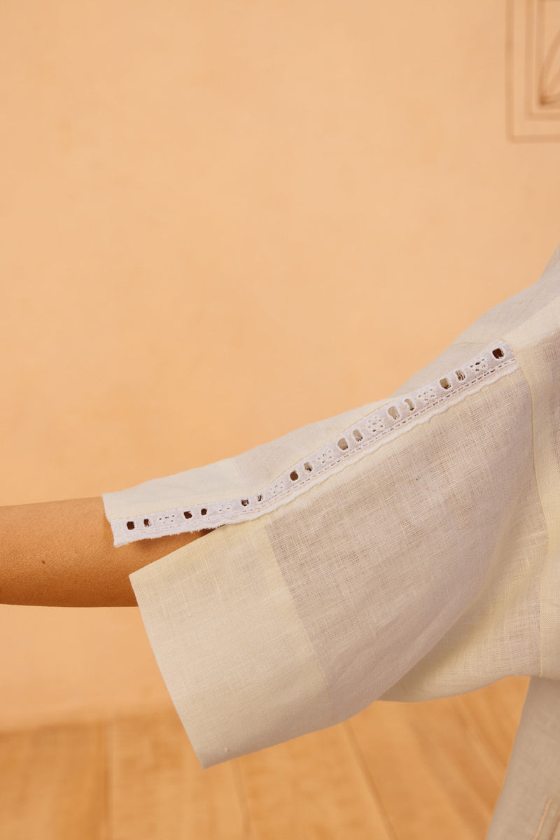 The Harmony Linen Shirt linen top/shirt by SUI in off-white for women Worldwide